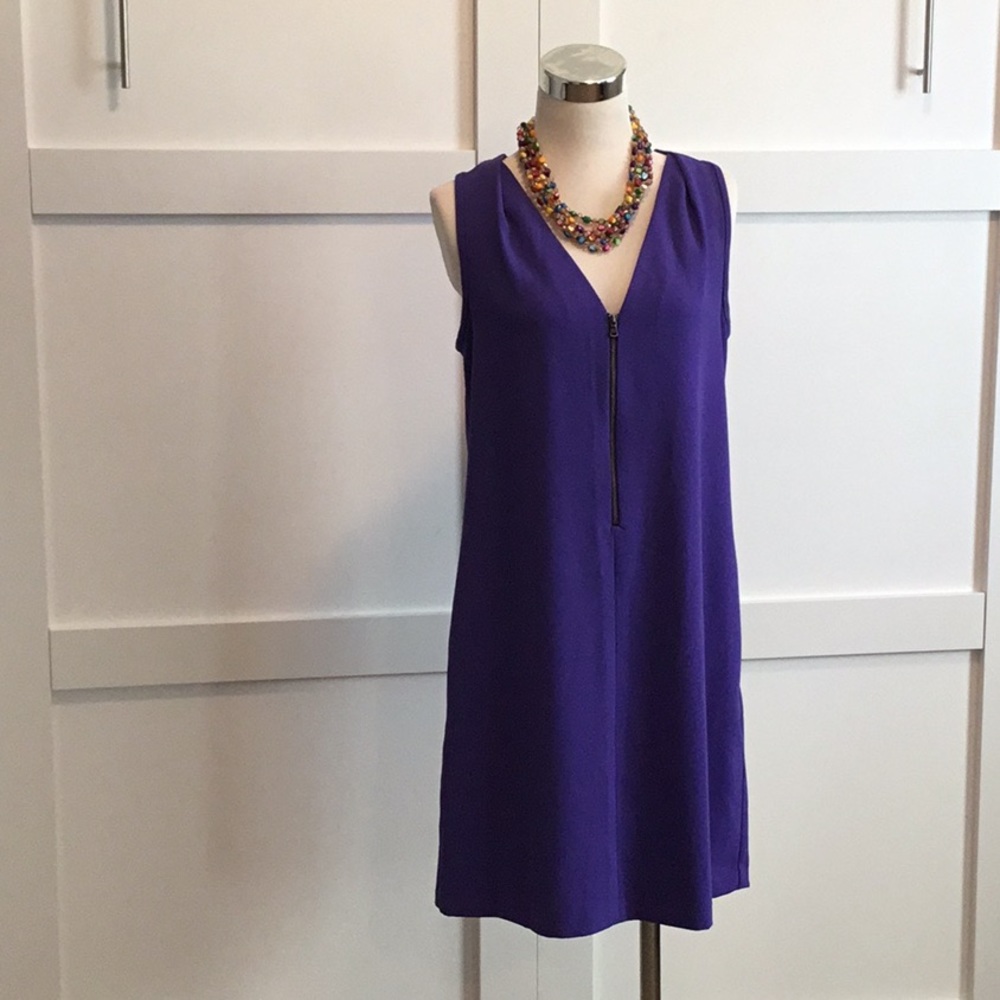 Trina Turk Purple Zip front Sheath Dress pockets 6